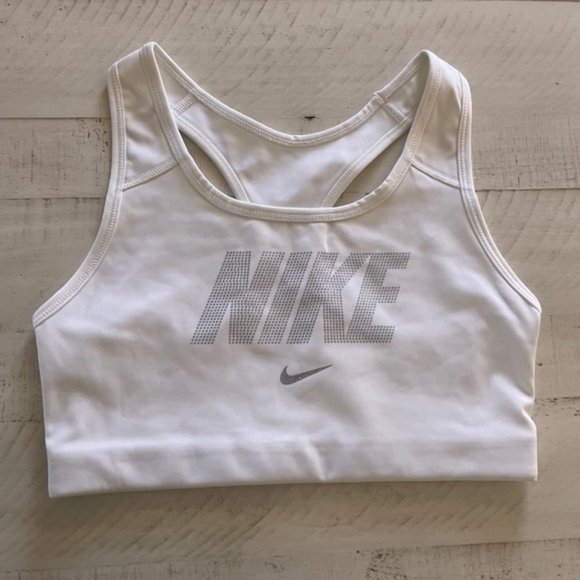 NIKE WOMENS DRI – FIT SWOOSH MEDIUM SUPPORT NON – PADDED METALLIC GRAPHIC SPORTS - Picture 3 of 5